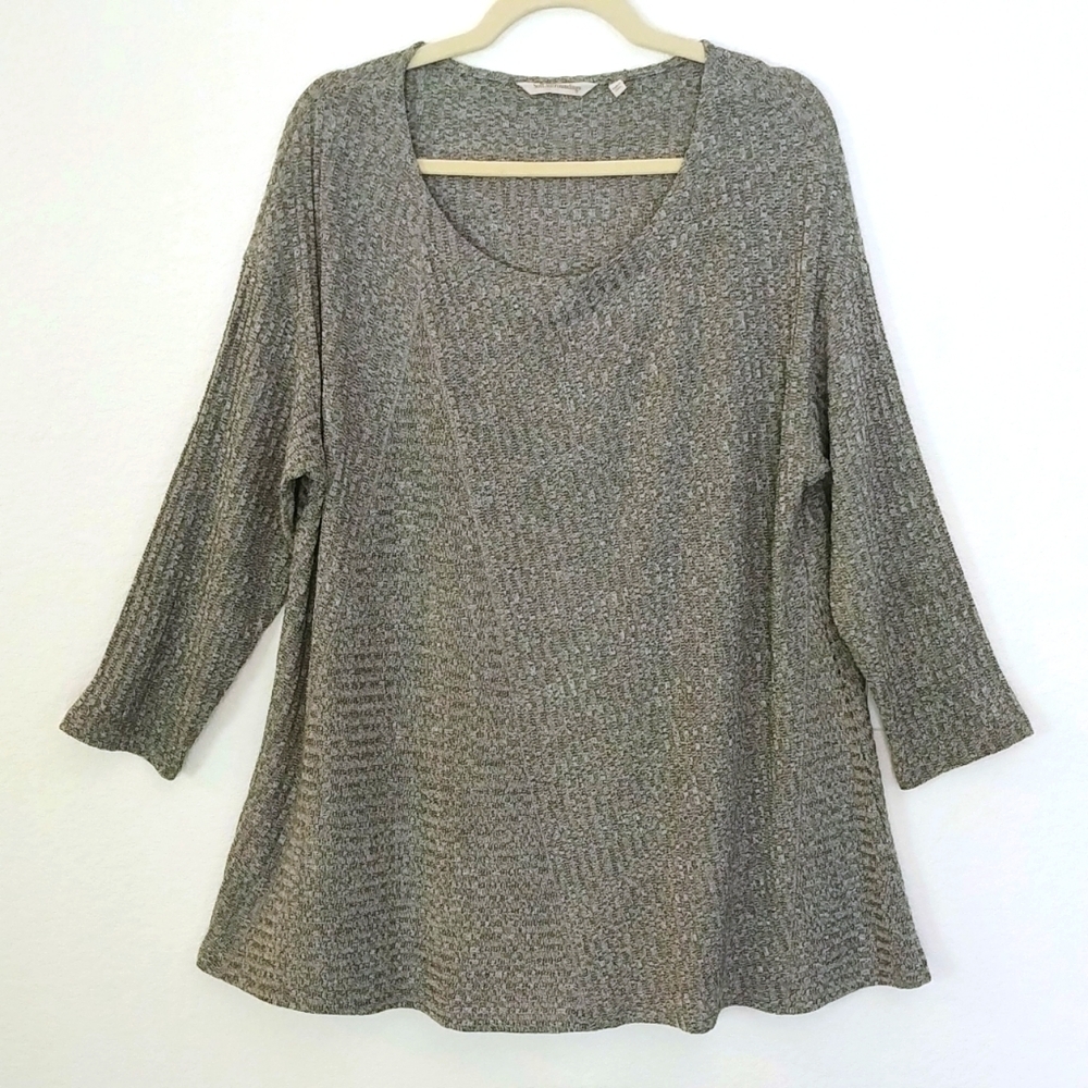 Soft Surroundings‎ Sweater Women's Silver/Gray Size 1X Stretch Lightweight Flare